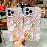 Retro Painting Flower Case For iPhone 14 series