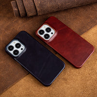 Oil Wax Luxury Leather Case For iPhone 14 13 12 series