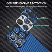 Carbon Fiber Case with Metal Camera Lens Cover For iPhone 14 13 12 series