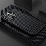 Carbon Fiber Case with Metal Camera Lens Cover For iPhone 14 13 12 series