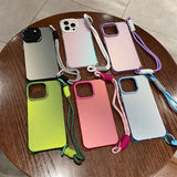 Pastel Color TPU Case With Hand Strap For iPhone 15 14 13 12 series
