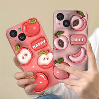 Peach Fruit Red Malic Crust Drop Resistant Shockproof Case For iPhone 14 13 12 series