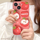 Peach Fruit Red Malic Crust Drop Resistant Shockproof Case For iPhone 14 13 12 series