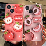 Peach Fruit Red Malic Crust Drop Resistant Shockproof Case For iPhone 14 13 12 series