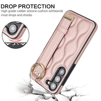 PU Leather Ring Shockproof Cases With Wrist Strap Holder for Samsung Galaxy S23 S22 Ultra Plus