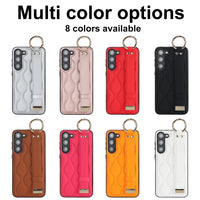 PU Leather Ring Shockproof Cases With Wrist Strap Holder for Samsung Galaxy S23 S22 Ultra Plus