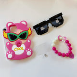 Pacifier Sunglasses Girl Pink Hand String Drop Resistant Silica Gel Case For iPhone 14 13 12 series