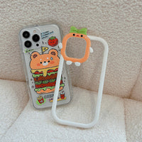 Little Bear Hamburger 2-in-1 Painted Cartoon Soft TPU Case For iPhone 14 13 12 series