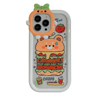 Little Bear Hamburger 2-in-1 Painted Cartoon Soft TPU Case For iPhone 14 13 12 series