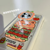 Little Bear Hamburger 2-in-1 Painted Cartoon Soft TPU Case For iPhone 14 13 12 series