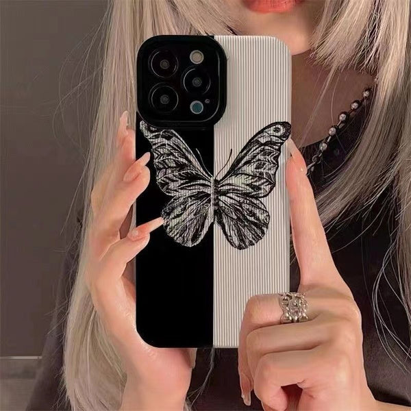 Patchwork Butterfly Pattern Shockproof Lens Protection Soft Silicone Case For iPhone 14 13 12 series