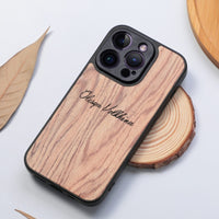 Personalized Custom Name Magnetic Wood Shockproof Lens Protective Soft Case For iPhone 14 13 12 series