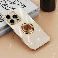 Plalting Transparent Silicone Magnetic Case with Ring Holder For iPhone 14 13 12 series