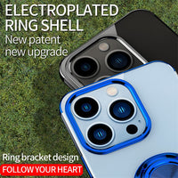 Plalting Transparent Silicone Magnetic Case with Ring Holder For iPhone 14 13 12 series