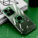 Plalting Transparent Silicone Magnetic Case with Ring Holder For iPhone 14 13 12 series