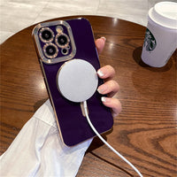 Plated Gold Butterfly Magsafe Wireless Charging Silicone Case For iPhone 14 13 12 series