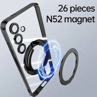 Plating Magnetic Transparent Case With Ring Stand For Samsung Galaxy S24 series