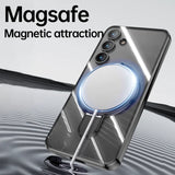 Plating Magnetic Transparent Case With Ring Stand For Samsung Galaxy S24 series