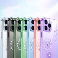 Plating Glitter Dandelion Clear Case For iPhone 14 13 12 series