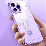 Plating Glitter Dandelion Clear Case For iPhone 14 13 12 series