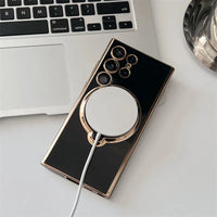 Plating Magsafe Magnetic Ring Holder Bracket Case For Samsung Galaxy S23 S22 Ultra Plus