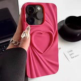 Love Heart Silk Pattern Soft Silicone Case for iPhone 15 14 13 12 series