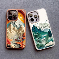 Printing Landscape Creative Mountains Shockproof Soft Case For iPhone 15 14 13 12 series