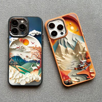 Printing Landscape Creative Mountains Shockproof Soft Case For iPhone 15 14 13 12 series