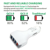 4 Port Car Usb Charger Quick Charge 3.0 for iPhone Xiaomi Samsung