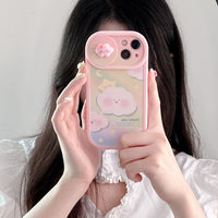 Rainbow Lovely Clouds Sliding Camera Lens Protection Soft TPU Case For iPhone 14 13 12 series