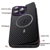 Real Carbon Fiber Texture Magsafe Magnetic Shockproof Case For iPhone 14 13 12 series
