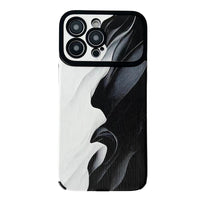 Retro Black White Waves Big Windows Shockproof Soft Case With Lens Protection For iPhone 15 14 13 12 series