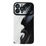 Retro Black White Waves Big Windows Shockproof Soft Case With Lens Protection For iPhone 15 14 13 12 series