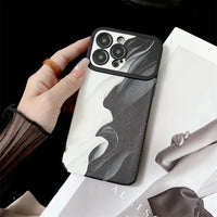 Retro Black White Waves Big Windows Shockproof Soft Case With Lens Protection For iPhone 15 14 13 12 series