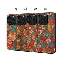 Retro Flower Leather Protective Soft Case for iPhone 15 14 13 12 series