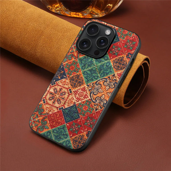 Retro Flower Leather Protective Soft Case for iPhone 15 14 13 12 series