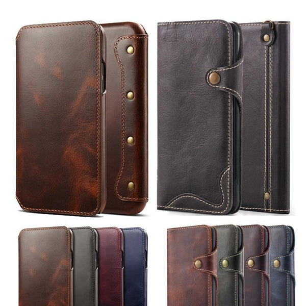 Retro Handmade Luxury Genuine Leather Case for iphone X XS Max 8 8 Plus