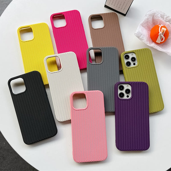 Retro Knitted Woven Pattern Shockproof Soft Silicone Case For iPhone 14 13 12 series