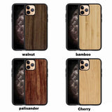 Retro Soft Silicone Edge Solid Wood Shockproof Back Cover For iPhone 11 Series