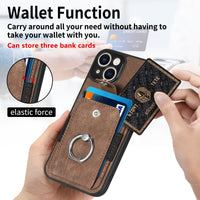 Ring Holder Leather Cards Solt Wallet Case for iPhone 14 13 12 series