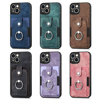 Ring Holder Leather Cards Solt Wallet Case for iPhone 14 13 12 series