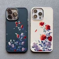 Rose Flowers Shockproof Silicone Case For iPhone 15 14 13 12 series