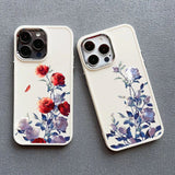 Rose Flowers Shockproof Silicone Case For iPhone 15 14 13 12 series