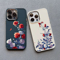 Rose Flowers Shockproof Silicone Case For iPhone 15 14 13 12 series