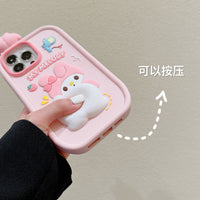 My Melody Lie Down Cute Pink Soft Silicone Case For iPhone 14 13 12 series