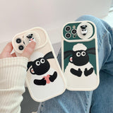 Sheep Shawn Snow Slide Camera Lens Protection Couple Case For iPhone 14 13 12 series