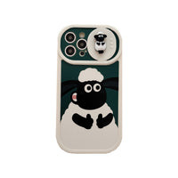 Sheep Shawn Snow Slide Camera Lens Protection Couple Case For iPhone 14 13 12 series