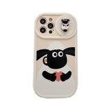 Sheep Shawn Snow Slide Camera Lens Protection Couple Case For iPhone 14 13 12 series