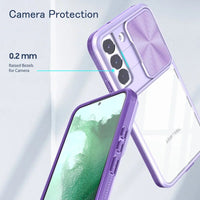 Shockproof Armor Clear Phone Case With Slide Window Camera Protection For Samsung Galaxy S23 S22 Ultra Plus