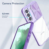 Shockproof Armor Clear Phone Case With Slide Window Camera Protection For Samsung Galaxy S23 S22 Ultra Plus